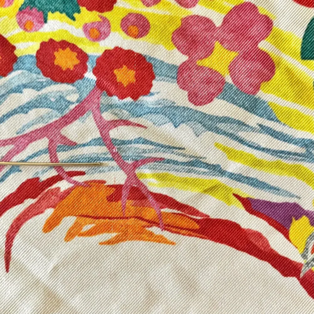 Mantero 1902 Colorful Floral Phoenix Bird Silk Twill Neckerchief Square Scarf